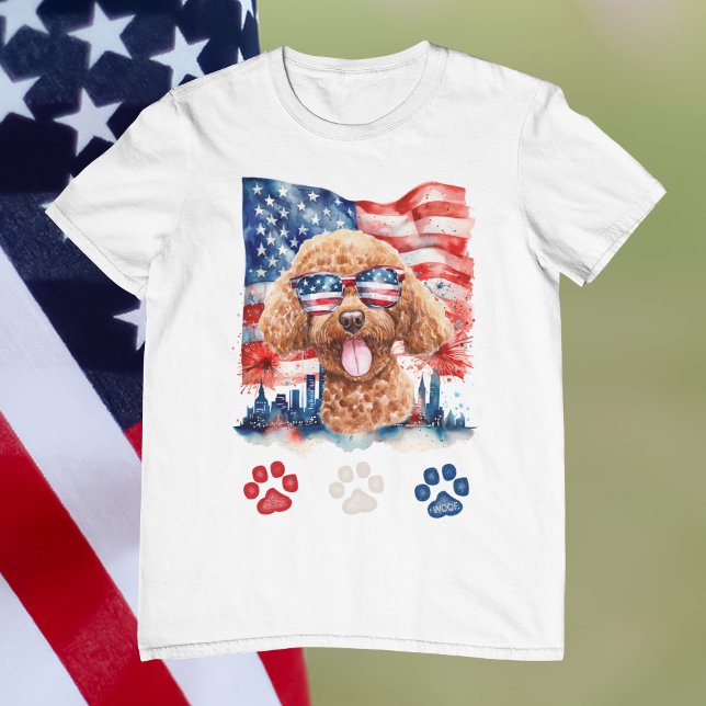Red White and Blue Poodle Dog American 4. Juli T-Shirt (Von Creator hochgeladen)