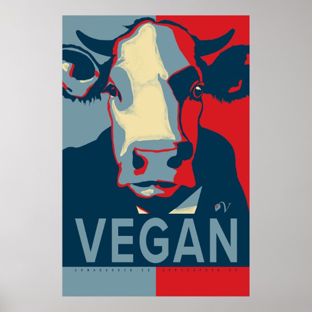 Red White and Blue Pop Art Cow Poster - Vegan  (Vorne)