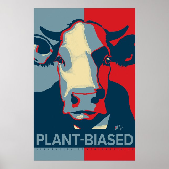 Red White and Blue Pop Art Inspired Cow Poster (Vorne)