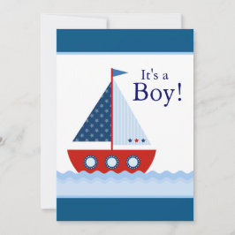 Red White and Blue Sailboat Baby Boy Dusche Einladung