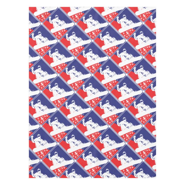 Red-White-and-Blue-Snow-Boa Tischdecke (Vorderseite)