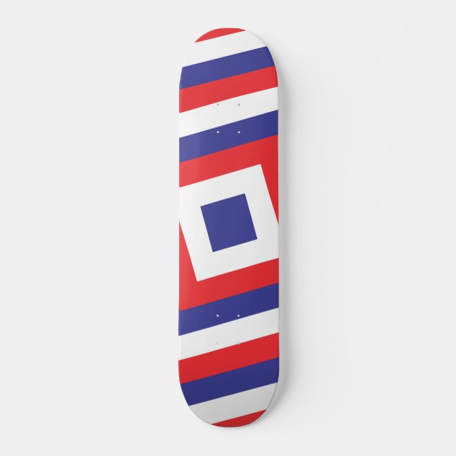 Red White and Blue Square Skateboard (Vorne)