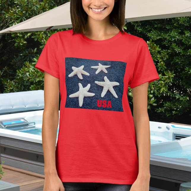 Red White and Blue Starfish Nautic T-Shirt (Von Creator hochgeladen)