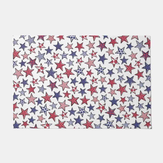 Red White and Blue Stars America Patriotic   Fußmatte (Vorderseite)