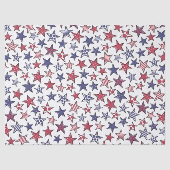 Red White and Blue Stars America Patriotic  Seidenpapier (Vorderseite)