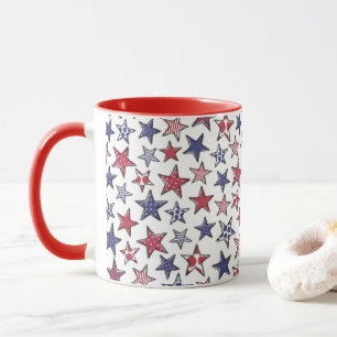 Red White and Blue Stars America Patriotic  Tasse