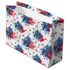 Red White and Blue Stars Patriotic Gift Bag Große Geschenktüte