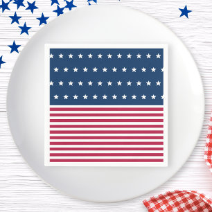 Red White and Blue Stars Streifen 4. Juli Party Serviette