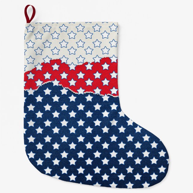 Red, White and Blue Stars (USA) (Vereinigte Staate Großer Weihnachtsstrumpf (Vorderseite)