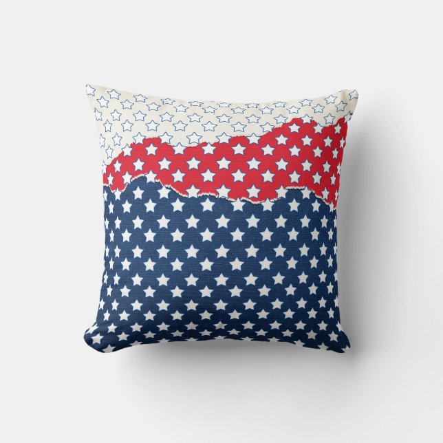 Red, White and Blue Stars (USA) (Vereinigte Staate Kissen (Vorderseite)