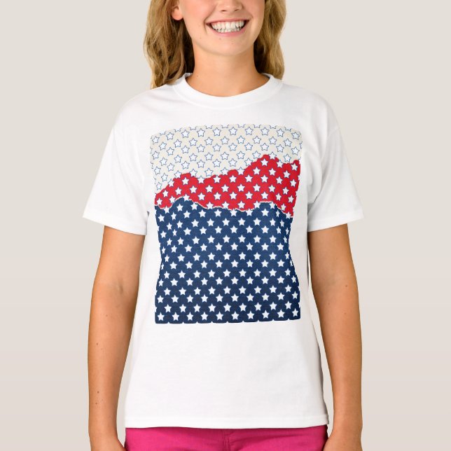 Red, White and Blue Stars (USA) (Vereinigte Staate T-Shirt (Vorderseite)