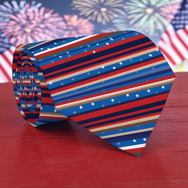 Red, White and Blue Striped Patriotic Necktie Krawatte (Von Creator hochgeladen)