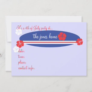 Red White and Blue Surfing Hibisken Einladung