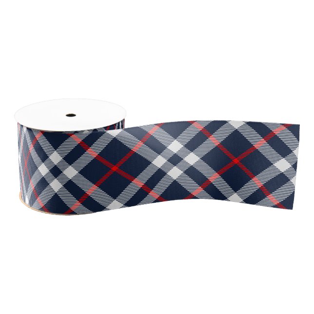 Red White and Blue Tartan Ripsband (Spule)