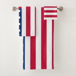 Red White and Blue US Flagge USA Flag Badhandtuch Set