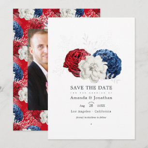 Red White and Blue USA American Wedding Foto Save The Date