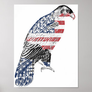 Red White and Blue USA Patriotic Eagle Art Poster