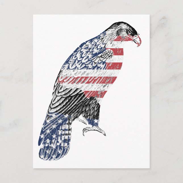 Red White and Blue USA Patriotic Eagle Art Postkarte (Vorderseite)