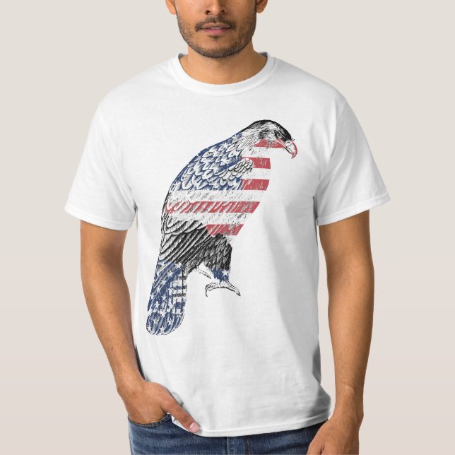 Red White and Blue USA Patriotic Eagle Art T-Shirt (Vorderseite)