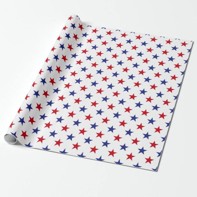 Red, White and Blue USA Stars Pattern Geschenkpapier (Ungerollt)