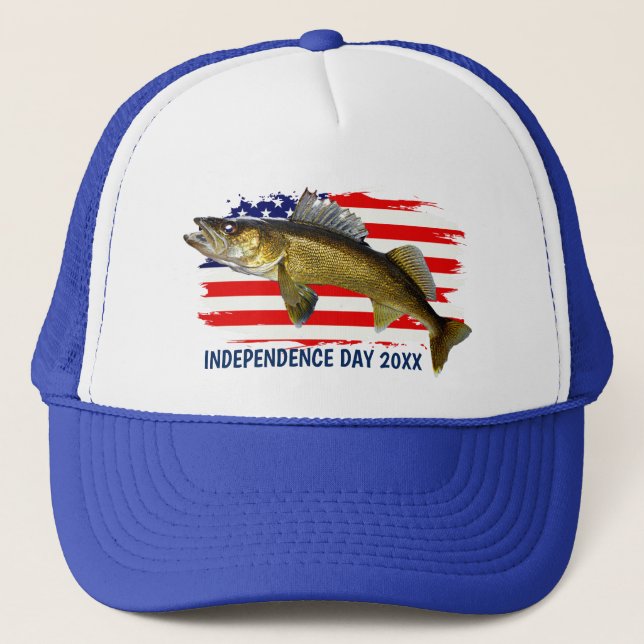 Red, White and Blue Walleye Pike Truckerkappe (Vorderseite)