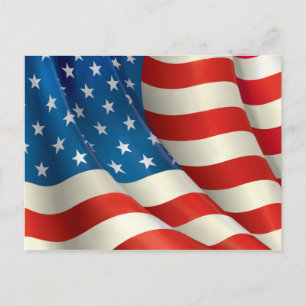 Red White and Blue Waving U.S. Flag Postkarte