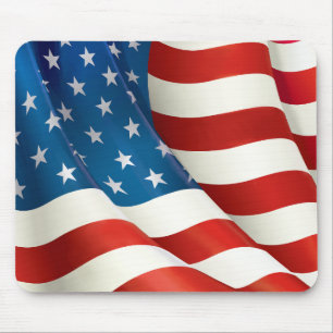 Red White and Blue Waving US Flag Mousepad