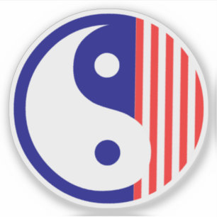 Red White and Blue Yang Yang Symbol Aufkleber