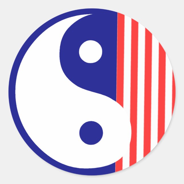 Red White and Blue Yin Yang Sticker (Vorderseite)