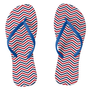 Red White and Blue Zig-Zag-Design Flip Flops