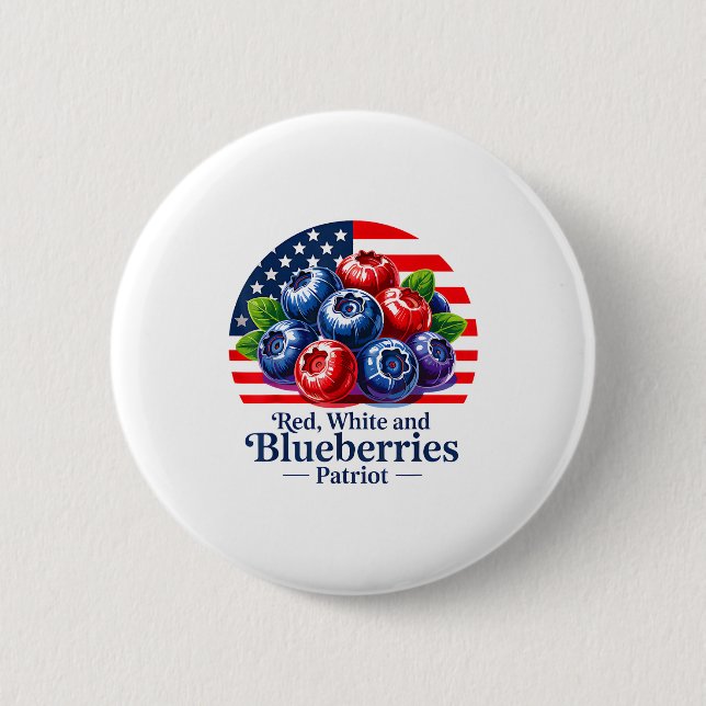 Red White And Blueberries Christian Patriotic  Button (Vorderseite)
