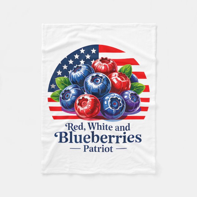 Red White And Blueberries Christian Patriotic  Fleecedecke (Vorderseite)