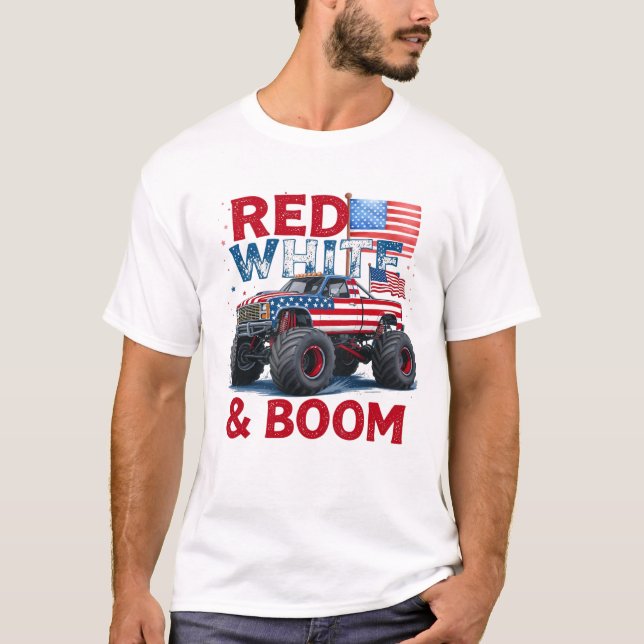 Red White and Boom T-Shirt, Funny 4. Juli Shirt (Vorderseite)