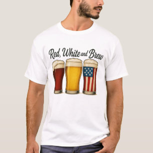 Red White and Brew Ber American Flag Graphic T-Shirt