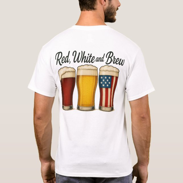 Red White and Brew Ber American Flag Graphic T-Shirt (Rückseite)