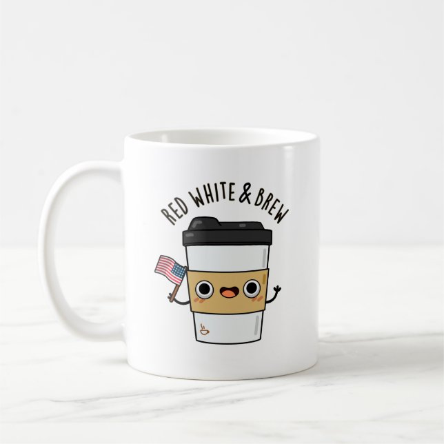 Red White and Brew Funny American Flag Coffee Pub Kaffeetasse (Links)