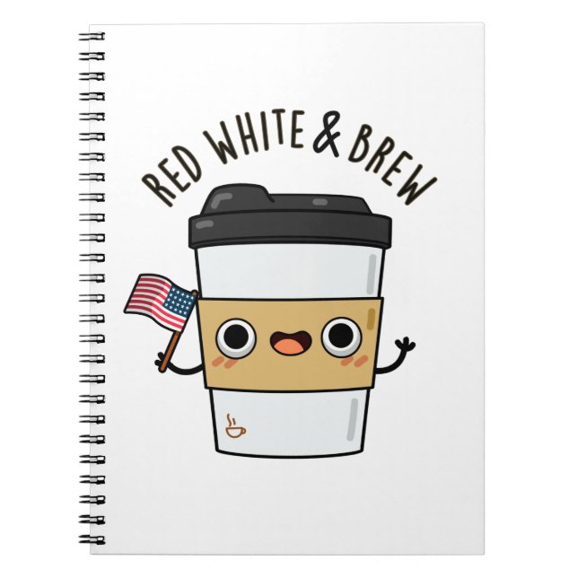Red White and Brew Funny American Flag Coffee Pub Notizblock (Vorderseite)