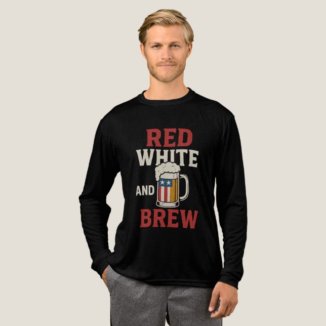 Red White and Brew Shirt – Funny Beer & USA Flag T (Volle Vorderseite)