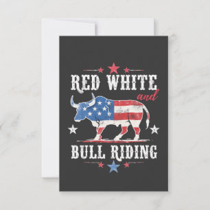 Red White and Bull Riding American Cowboys Dankeskarte