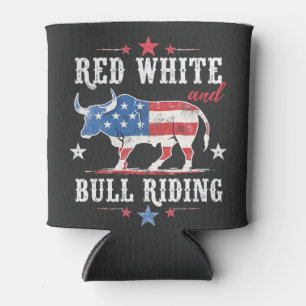 Red White and Bull Riding American Cowboys Dosenkühler