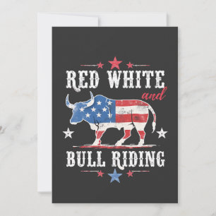 Red White and Bull Riding American Cowboys Einladung