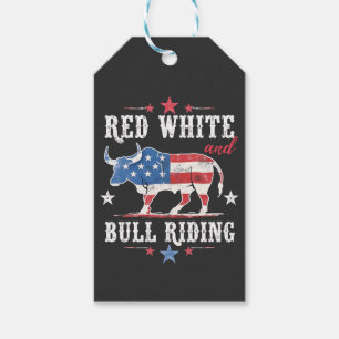 Red White and Bull Riding American Cowboys Geschenkanhänger