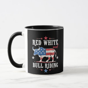 Red White and Bull Riding American Cowboys Tasse