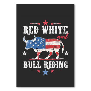 Red White and Bull Riding American Cowboys Tischnummer