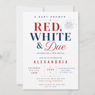 Red White and Due 2026 Gender Neutral Baby Shower Einladung