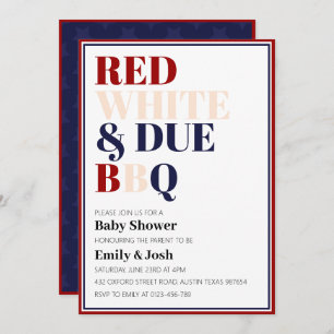 Red White and Due 4. Juli Babydusche Einladung
