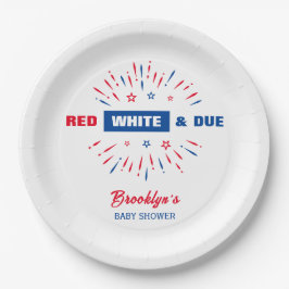 Red White and Due 4. Juli Patriotic Baby Dusche Pappteller