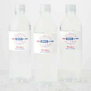 Red White and Due 4. Juli Patriotic Baby Dusche Wasserflaschenetikett