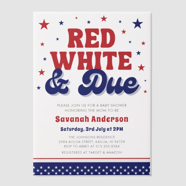 Red, White and Due 4 July Patriotic Baby Shower (Vorderseite)