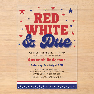 Red, White and Due 4 July Patriotic Baby Shower Acryleinladungen